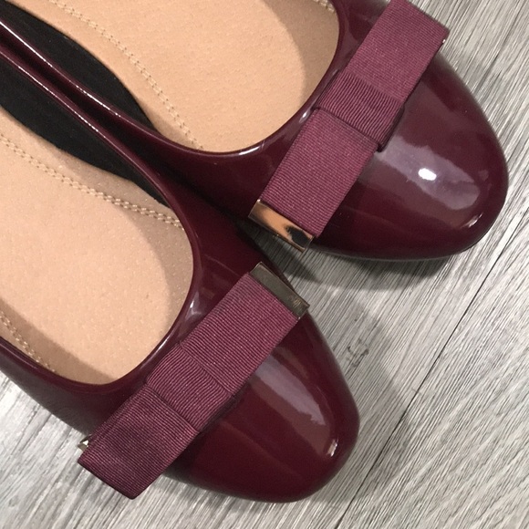 ASOS Burgundy Patent Vegan Leather Bow Detail Ballet Flats size 9 - Picture 3 of 11